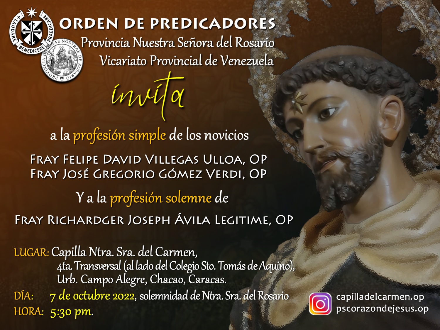Invitation of Simple/ Solemn profession in Venezuela